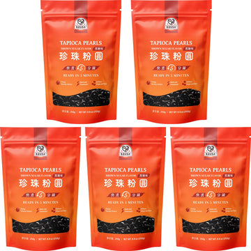 52USA Boba Tapioca Pearl, Black Sugar Flavor, Fresh Bubble Tea Pearl, 8.8 Oz (Pack of 5), Black Tapioca Pearl For Bubble Tea, Re