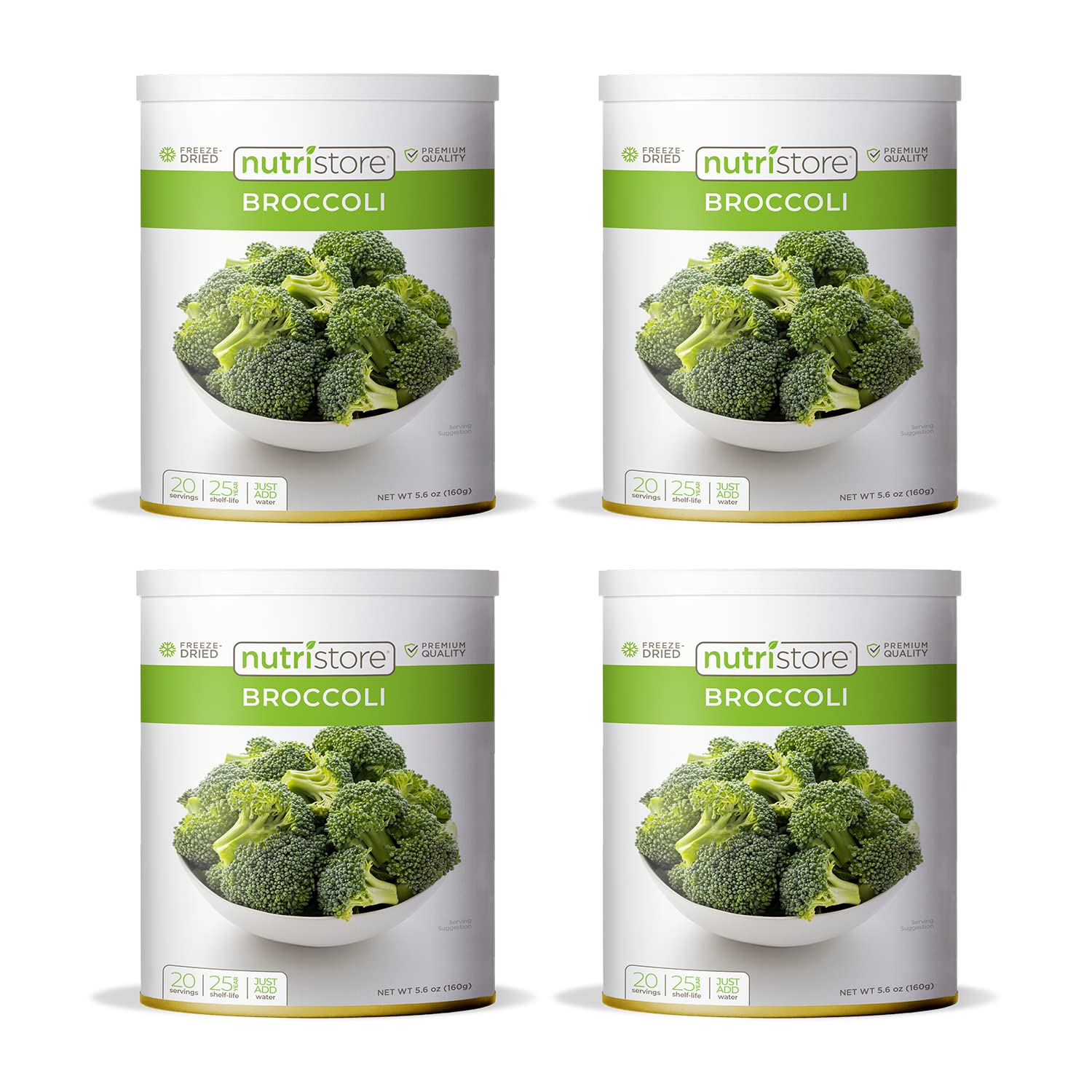 Nutristore Freeze Dried Broccoli | Vegetables For Healthy Snack Or Long Term Storage | Emergency Survival Canned Food Supply | B