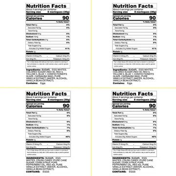 4 Pack Krunchy Melts Original Meringue Cookies | Holiday Season 4-Pack | 2 Holiday Vanilla, 2 Peppermint Crush | Only 80-90 Calo