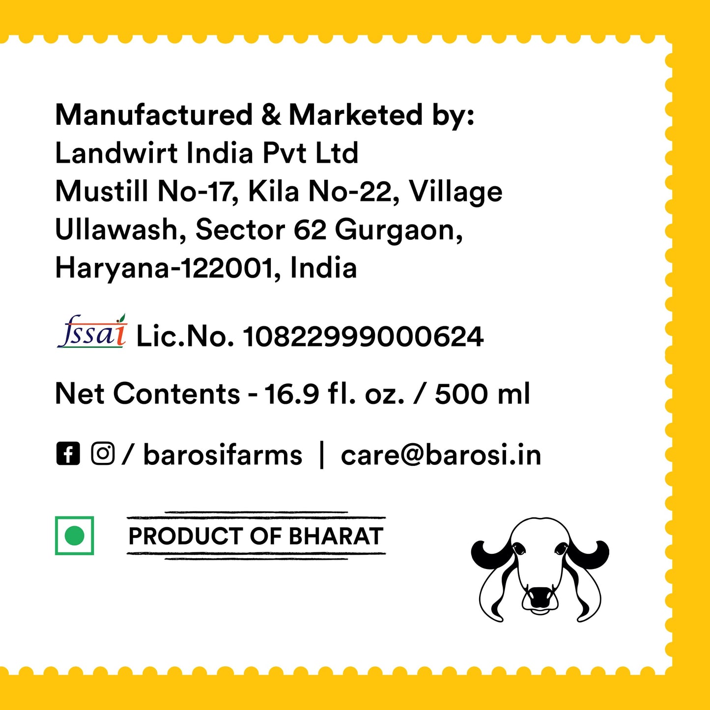 Barosi A2 Cow Ghee 17 Ounce, Clarified Butter, Produced From Grass Fed A2 Cow Milk, Hand Crafted, Aromatic & Pure, Sustainable Glass Packaging