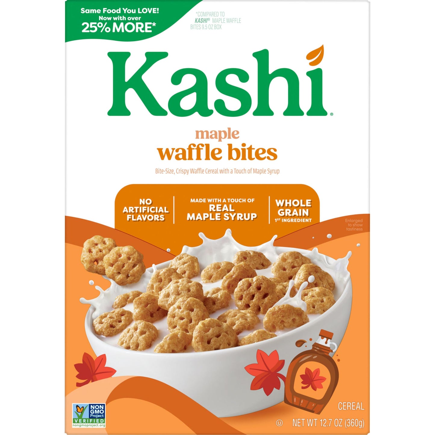 Kashi Breakfast Cereal  Whole Grain  Vegan  Maple Waffle Bites  12.7oz Box (1 Box)