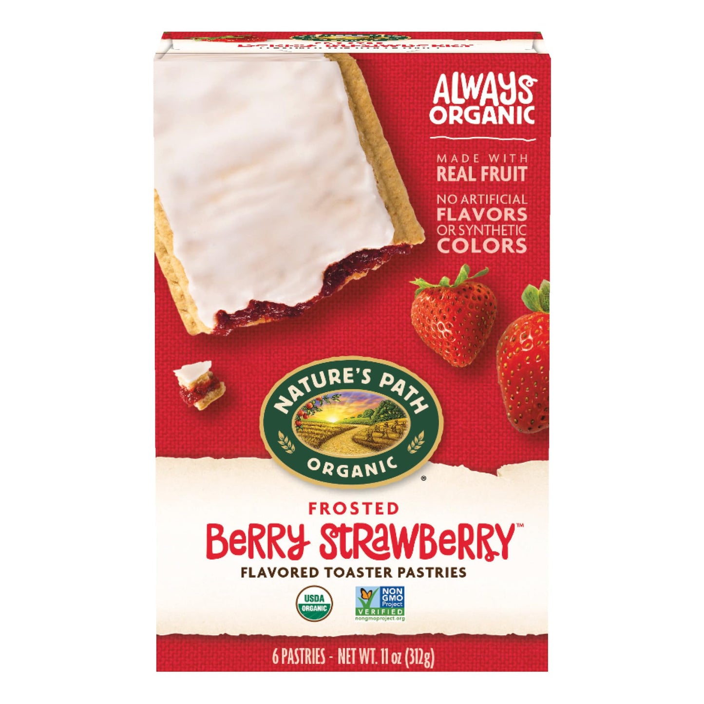 Nature'S Path Organic Frosted Berry Strawberry Toaster Pastries, 11 Oz (Pack Of 1), Non-Gmo