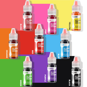 Upgraded Oil Based Food Coloring For Chololate,9 Colors Edible Food Dye For Sugar Candy Melts, Cherrysea Oil Frosting Icing Dye