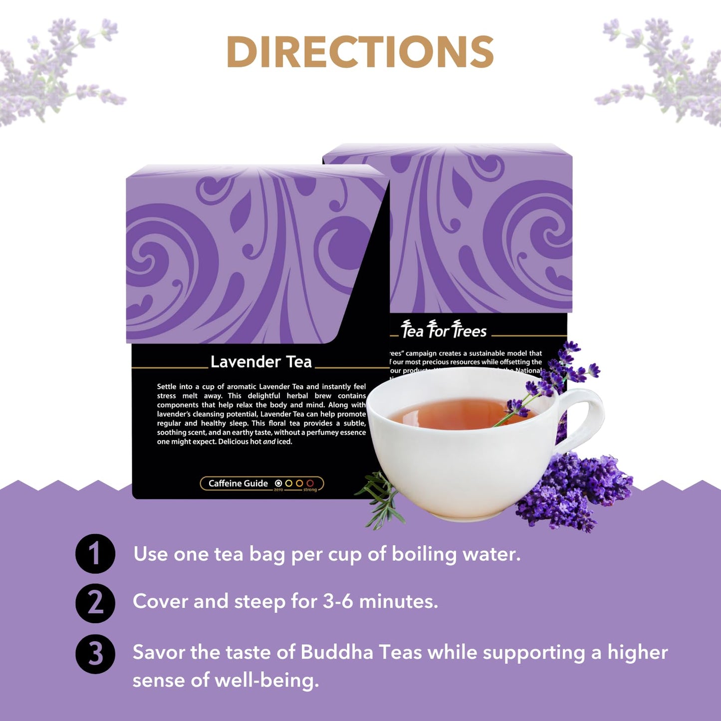 Buddha Teas Organic Lavender Tea - Ou Kosher, Usda Organic, Ccof Organic, 18 Bleach-Free Tea Bags