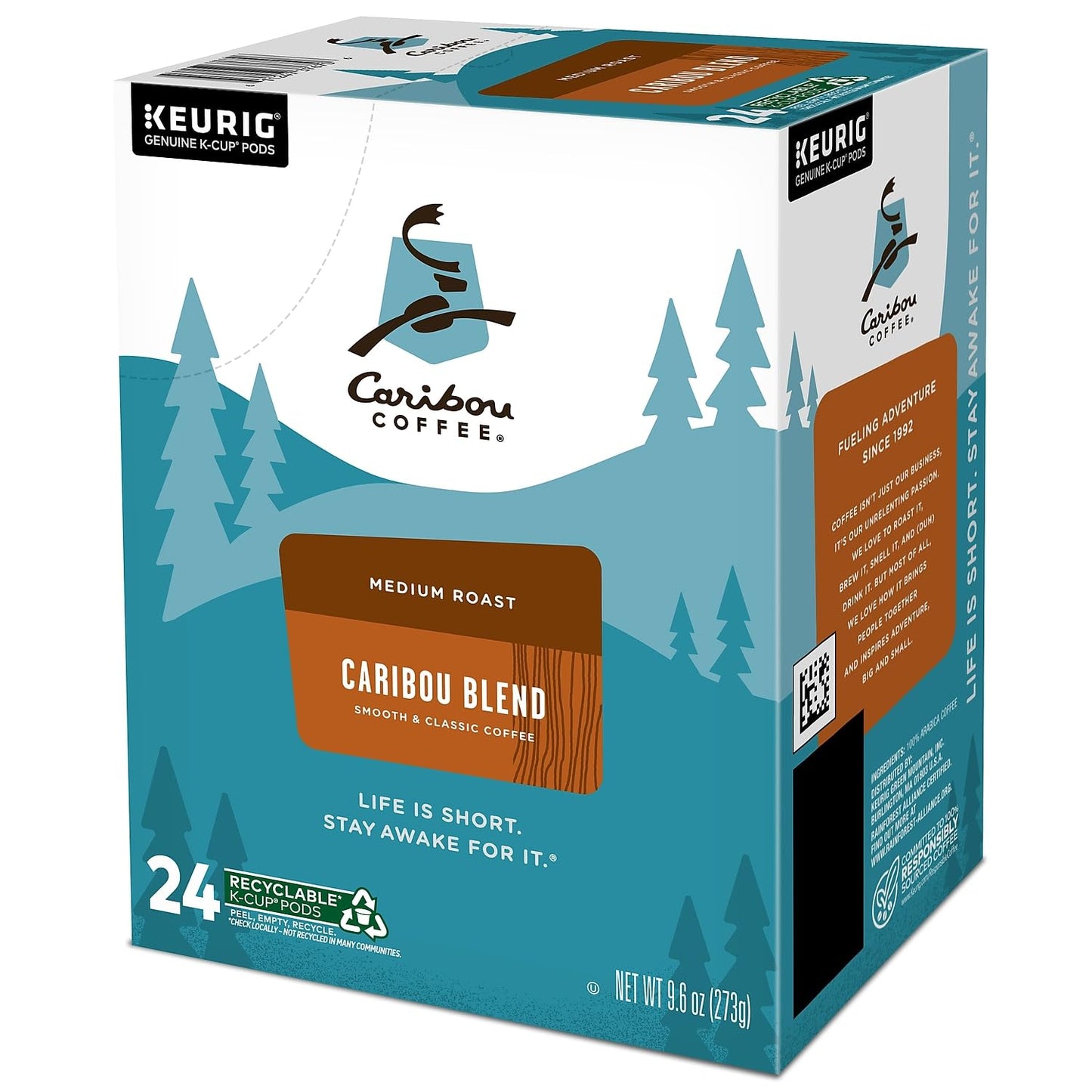 Caribou Coffee Caribou Blend, Single Serve Coffee K-Cup Pod, Medium Roast, 48-Count For Malt-Inspired