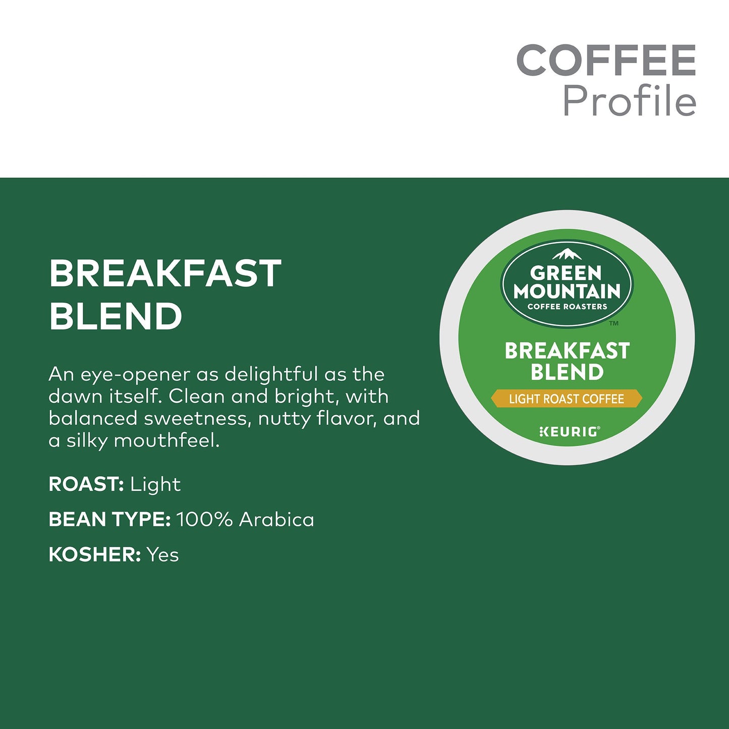 Green Mountain Coffee Keurig Single-Serve K-Cup Pods, Breakfast Blend Light Roast Coffee, 12 Count