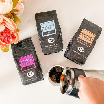 Dark Chocolate Almond Flavored Coffee, Specialty Arabica Coffee, Medium Roast, 12 Ounce, Automatic Drip (Ground)