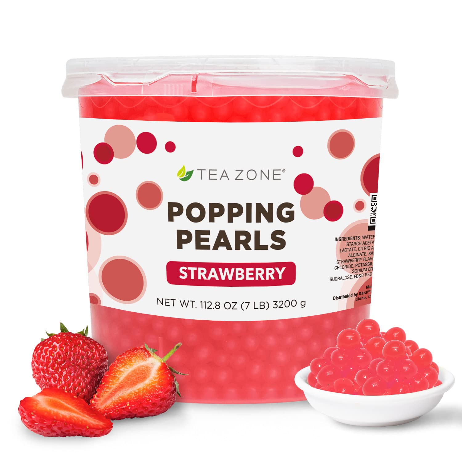 TEA ZONE Strawberry Popping Pearls for Boba Tea, 7 Pounds, Model B2053