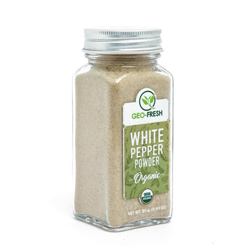 Geo-Fresh Organic White Pepper Powder, 1.94 Oz (55G) | White Peppercorn Powder | Spices & Seasoning | 100% Organic, Gluten Free,