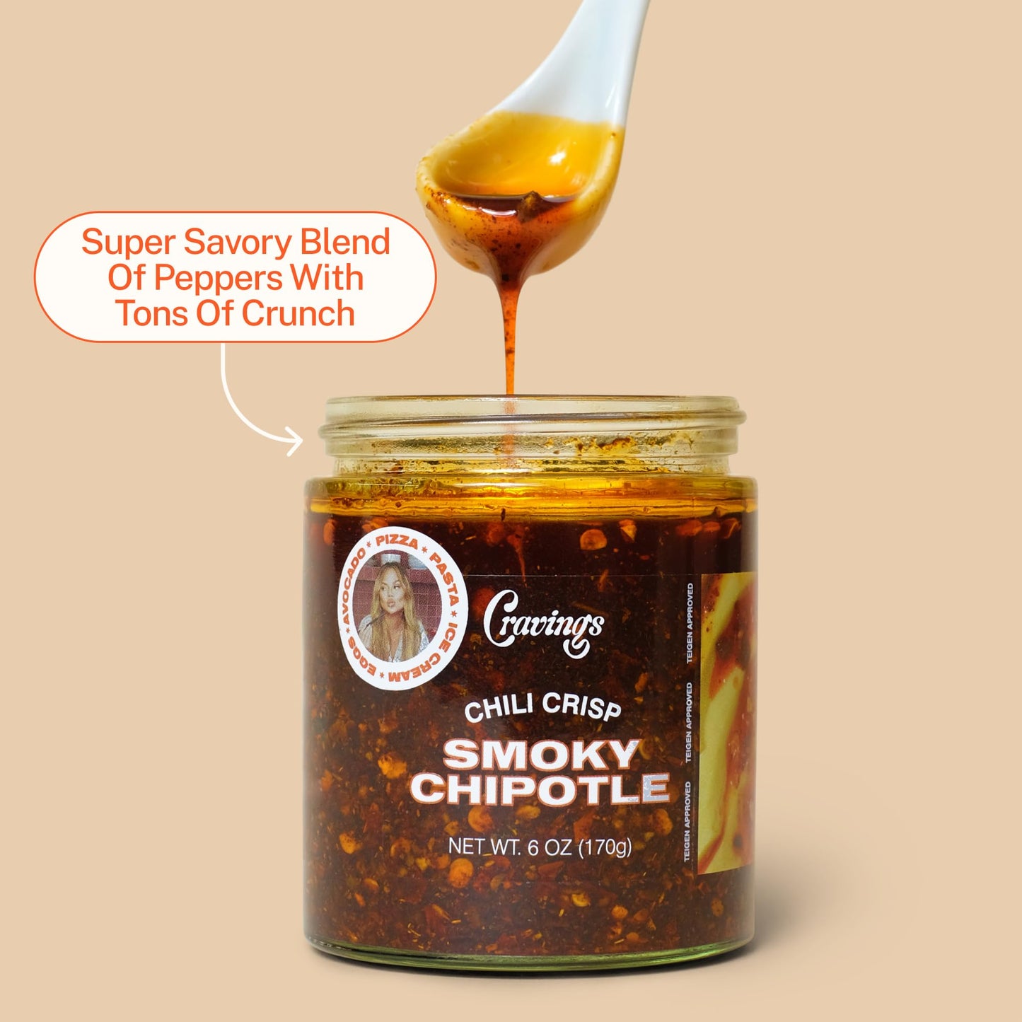 Cravings By Chrissy Teigen Chili Sauce Duo, Smoky Chipotle Chilli Crisp And Momofuku Hot Honey Chili Crunch, 13.7 Oz (2 Pack)