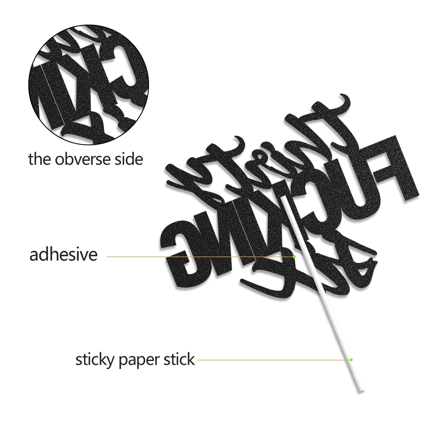 Thirty Six Black Glitter Cake Toppers 36 Years Old 36Th Birthday Party Decorations Supplies
