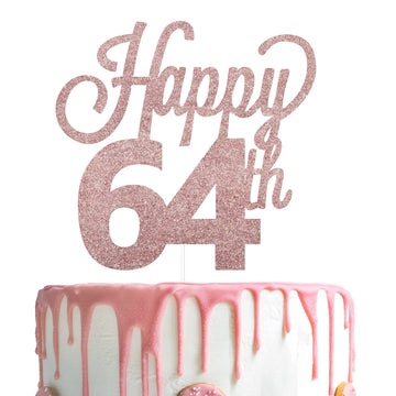 Lingteer Happy 64Th Birthday Cake Topper - Cheers To 64Th Birthday 64 Years Old Birthday Party Cake Decorations Sign.