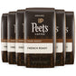 Peets Coffee Dark Roast Ground Coffee, French Roast, 72 Ounces (6 x 12 Ounce Bags), Brown Coffee Grounds