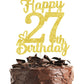 27 Birthday Cake Toppers-Gold Glitter, 27Th Cake Topper For Men,27 Cake Topper For Women, 27Th Birthday Decorations,27Th Birthda