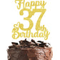 37 Birthday Cake Toppers-Gold Glitter, 37Th Cake Topper For Men,37 Cake Topper For Women, 37Th Birthday Decorations,37Th Birthda