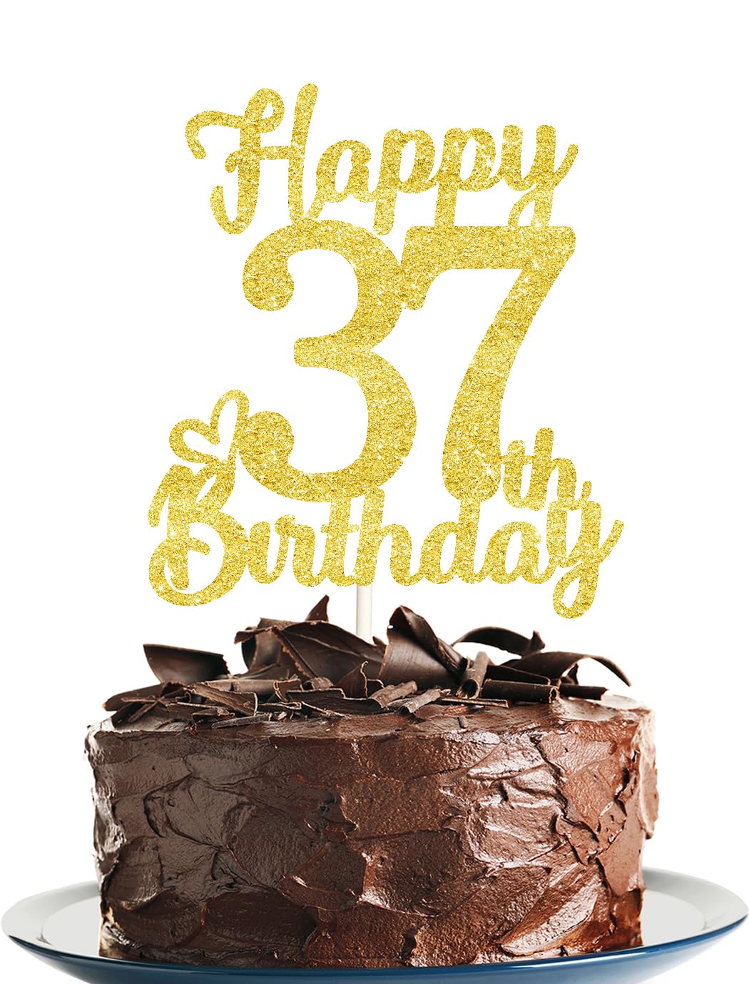 37 Birthday Cake Toppers-Gold Glitter, 37Th Cake Topper For Men,37 Cake Topper For Women, 37Th Birthday Decorations,37Th Birthda