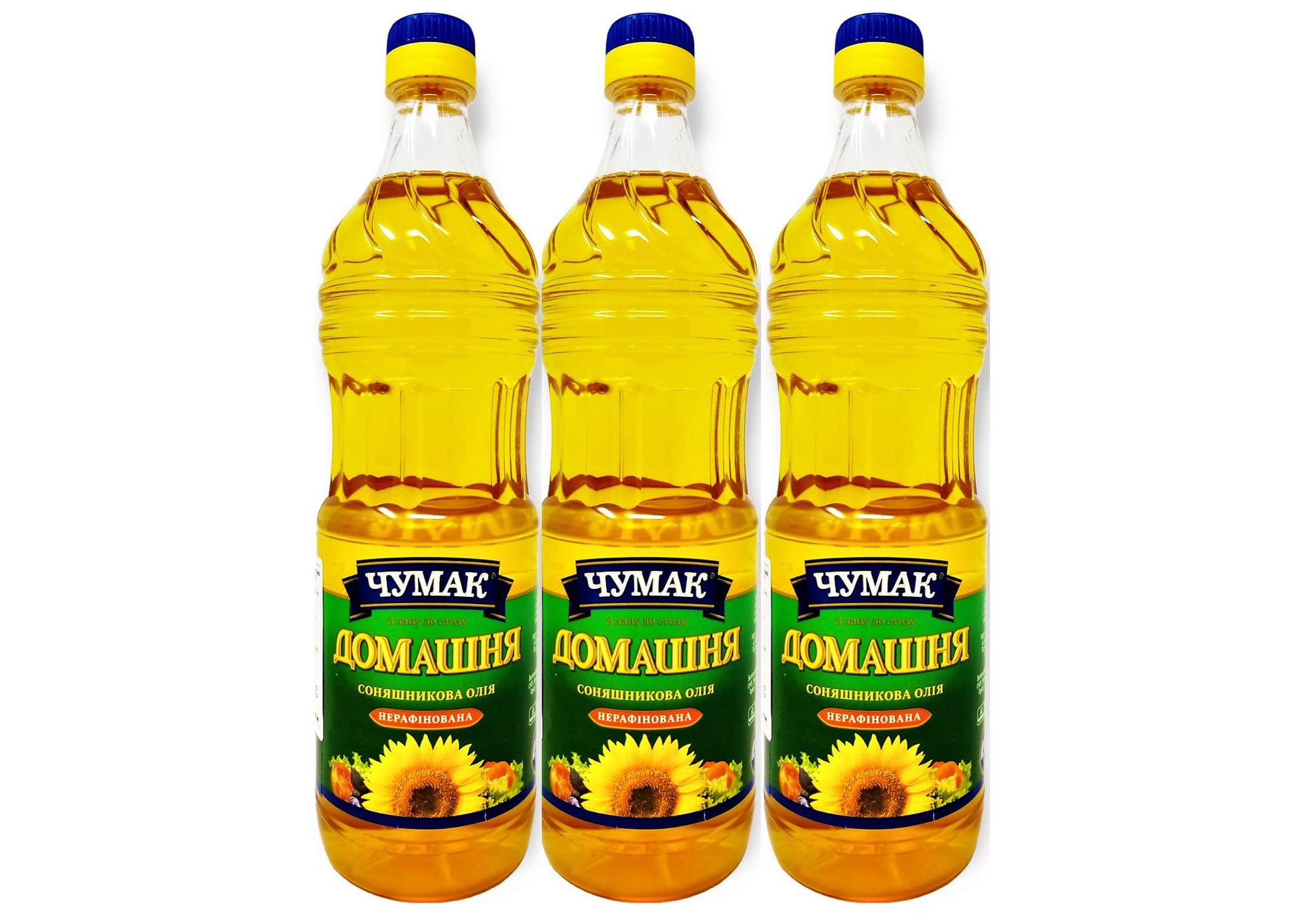 Chumak Sunflower Oil Unrefined, Naturally Expeller Pressed, Non Gmo And High-Heat Sunflower Cooking Oil 0.9L Pack Of 3