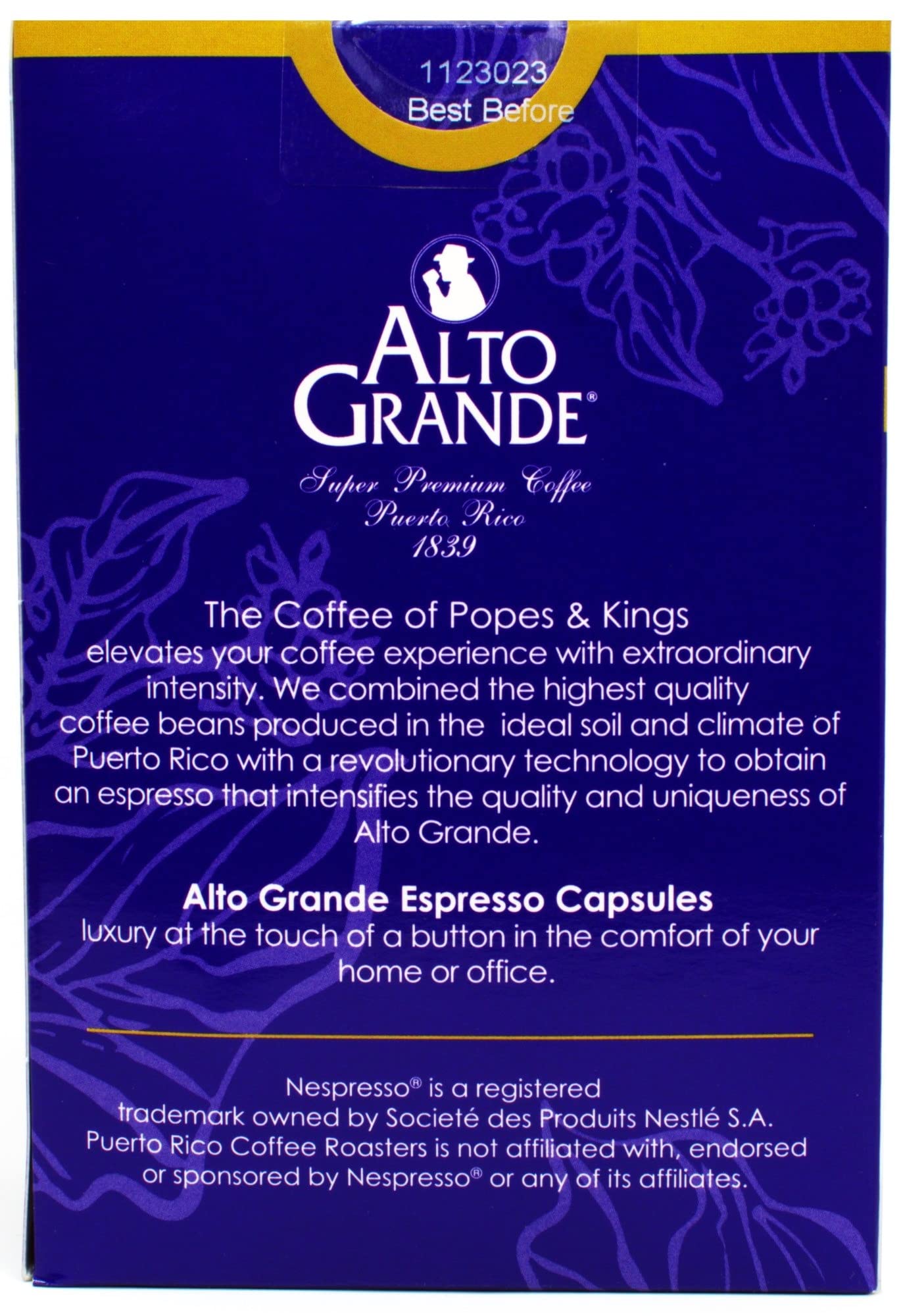 Alto Grande Super Premium Espresso compact pieces, 100% Arabica Coffee, 18 Count, Coffee