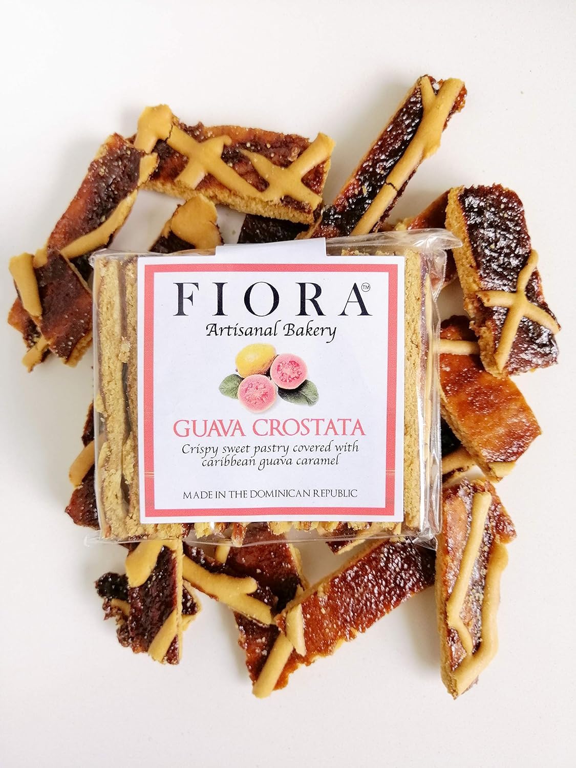 Fiora Crispy Guava Crostata ( Crispy Sweet Pastry Covered With Caribbean Guava Caramel ) 70 G (Box With 10 Individual Packs)