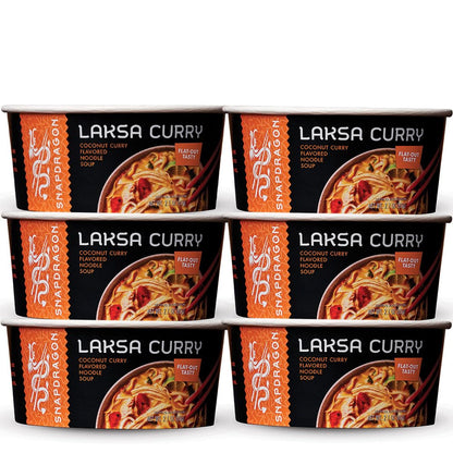 Snapdragon Laksa Curry Instant Noodle Bowls | Coconut Curry Flavor with Rice Noodles | Gluten-Free | No MSG Added | 2.1 oz (6 Pa