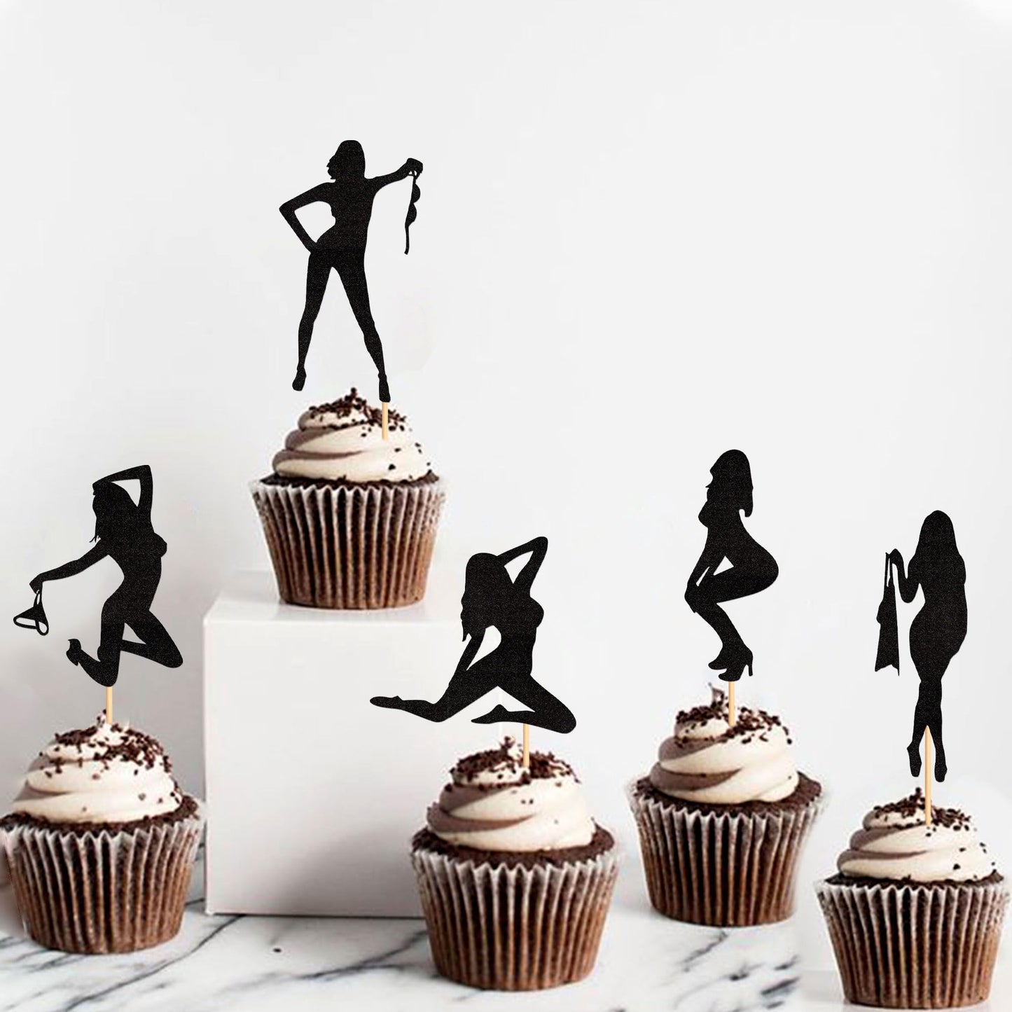 Ercadio 25 Pack Hot Woman Dancers Cupcake Toppers Black Glitter Dancers Cupcake Picks Music Dancer Theme Cupcake Picks Music The