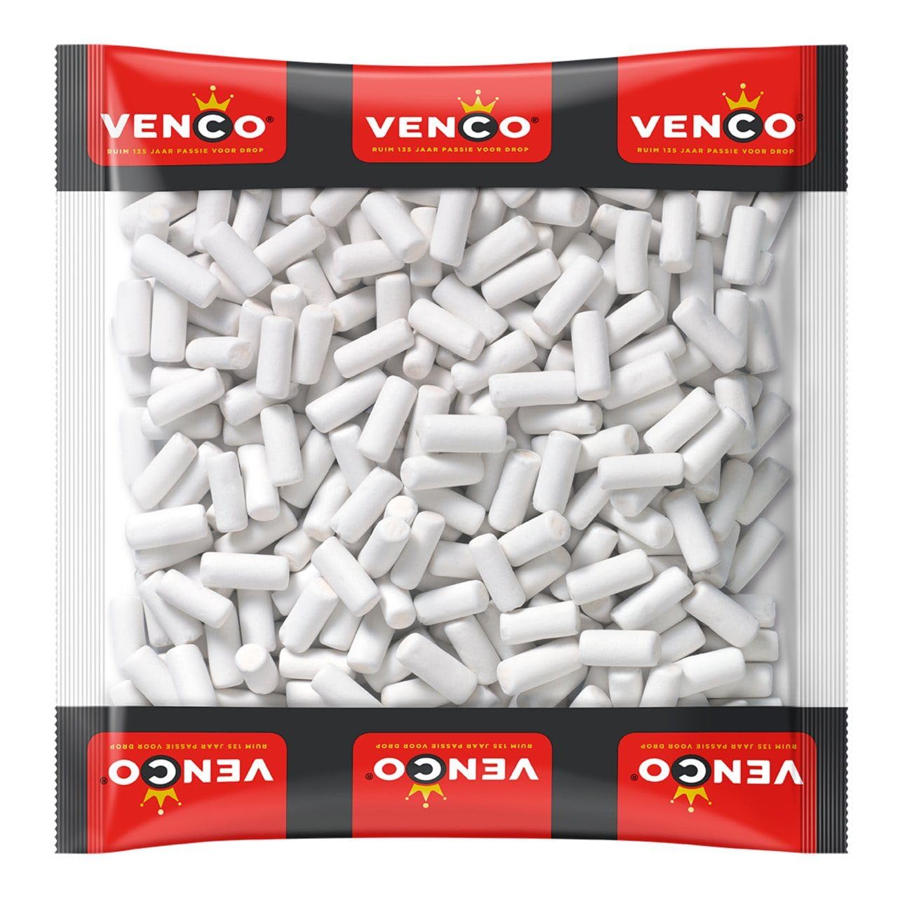 Venco Schoolkrijt Licorice Chalk Sticks 2.2Lbs Bag - Crunchy White Mint Coated Candy - Soft Sweet Anise Filling - Original Dutch