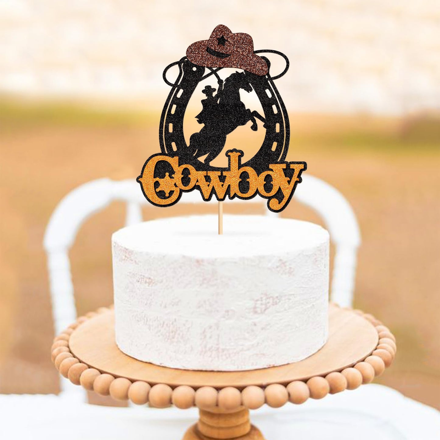Keaziu 1 Pack Cowboy Cupcake Toppers Riding Horseshoe Cowboy Hats Western Theme Happy Birthday Baby Shower Party Cake Decoration