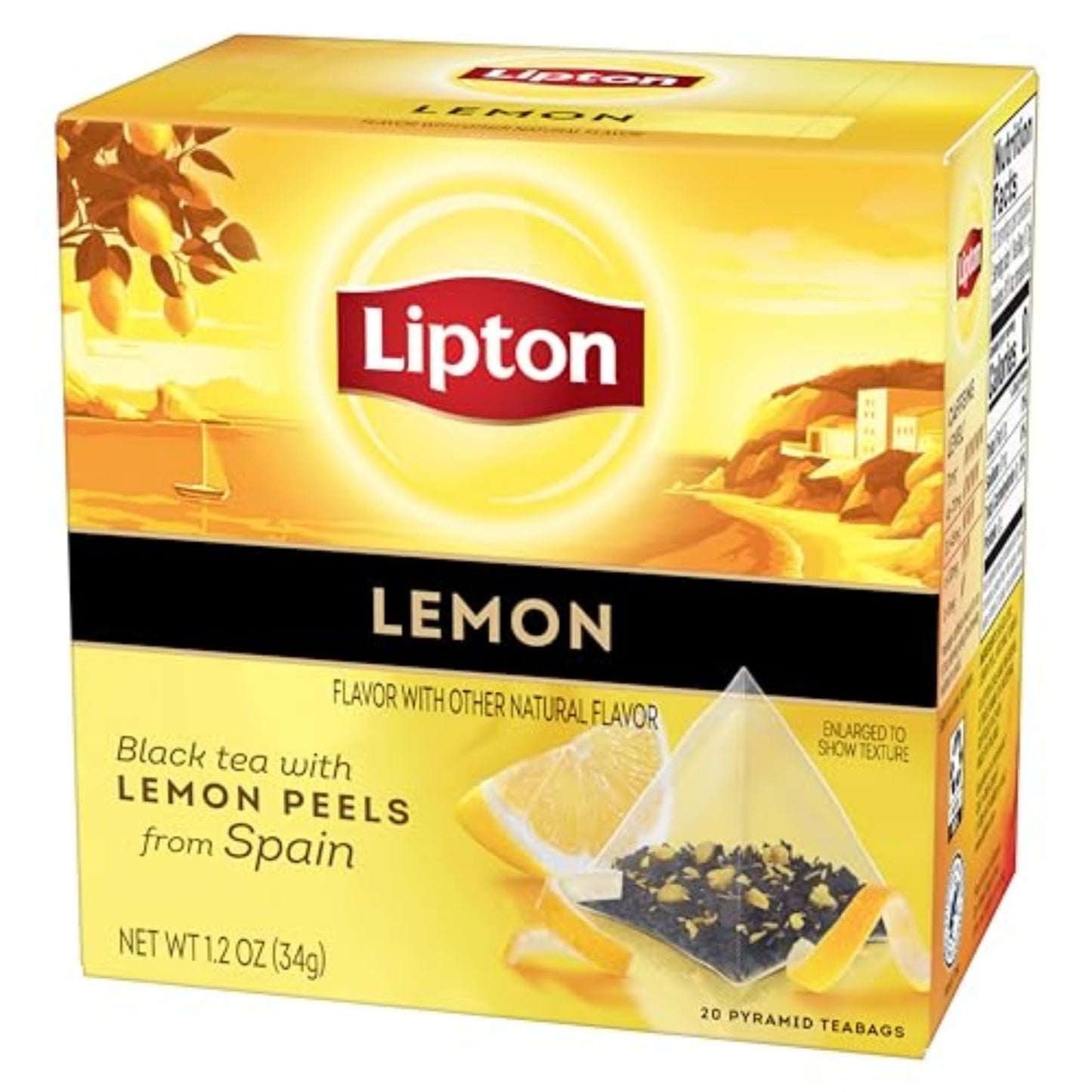Lipton Black Tea Lemon Pyramid Tea Bags, 20 Count, Flavored Teabags for a Refreshing Cup of Tea