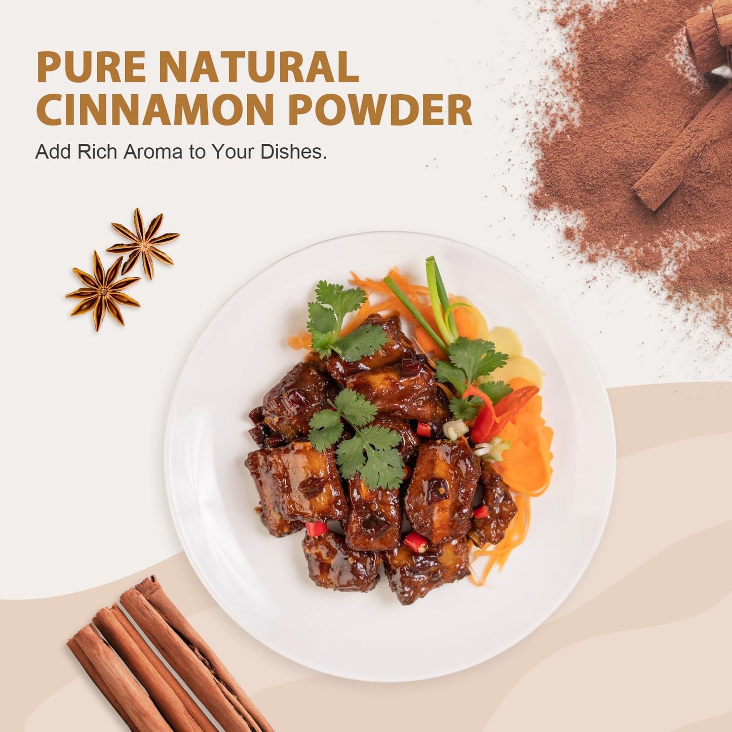 Soeos Organic Ceylon Cinnamon Powder  16oz (454g)  enhanced Ground Cinnamon  Non-GMO  Gluten-Free  Freshly Packed