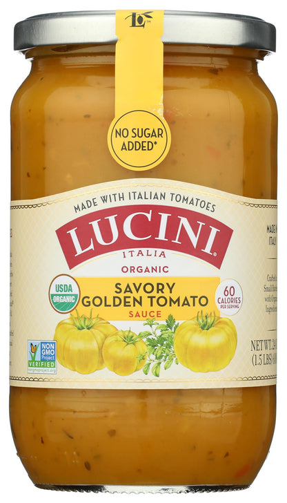 Lucini Organic Golden Tomato Sauce - Classic Italian Sauce in Glass Jar - Fresh Organic Tomatoes - No Sugar Added Pasta Sauce, 2