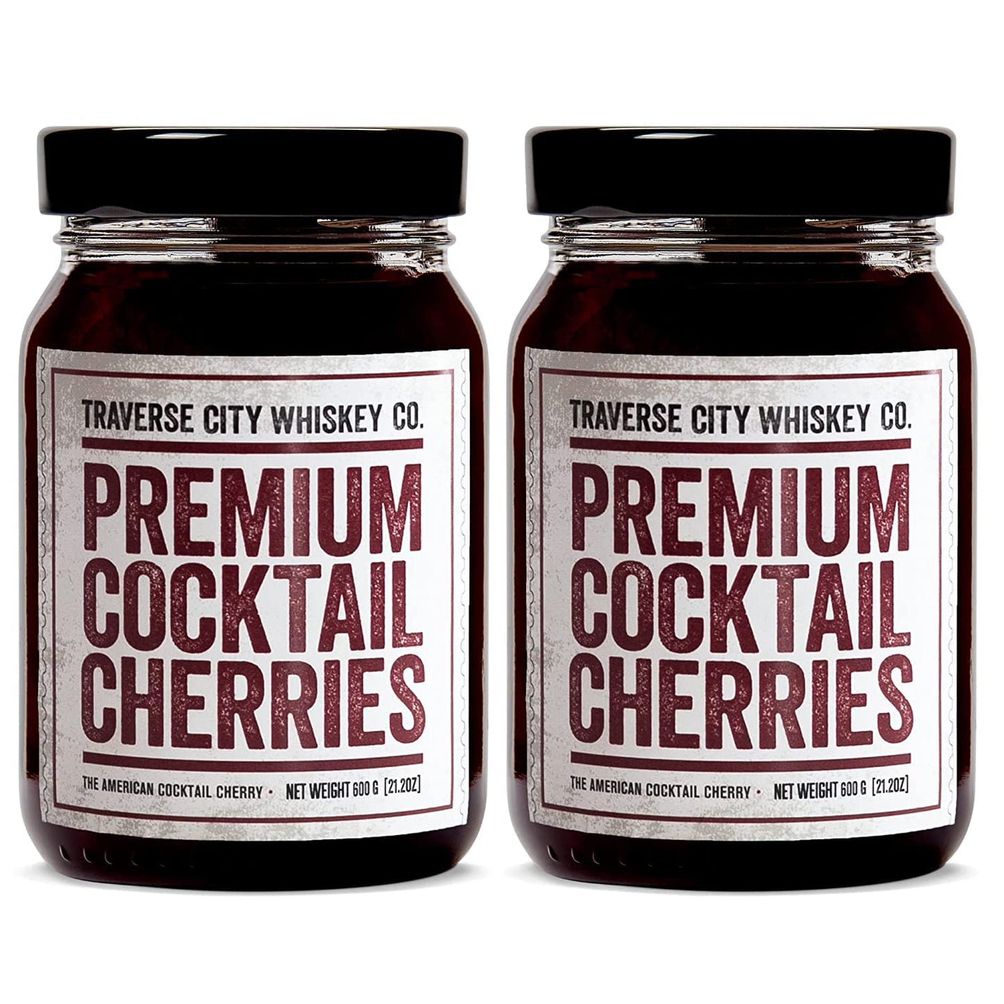 Traverse City spirit-inspired flavor Co. enhanced Cocktail Cherries (21.2oz/600g) Pack of 2 | Cocktails & Desserts | All American  Natural  Certified Kosher  Stemless  Slow-Cooked Garnish for Old Fashioned  Ice Cream Sundaes & More