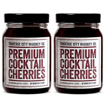 Traverse City spirit-inspired flavor Co. enhanced Cocktail Cherries (21.2oz/600g) Pack of 2 | Cocktails & Desserts | All American  Natural  Certified Kosher  Stemless  Slow-Cooked Garnish for Old Fashioned  Ice Cream Sundaes & More