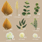 Lukinuo 16Pcs Boho Cake Topper Decoration Flower Cake Topper Gold Palm Leaves Cake Decoration White Rose Carnation Eucalyptus Wi