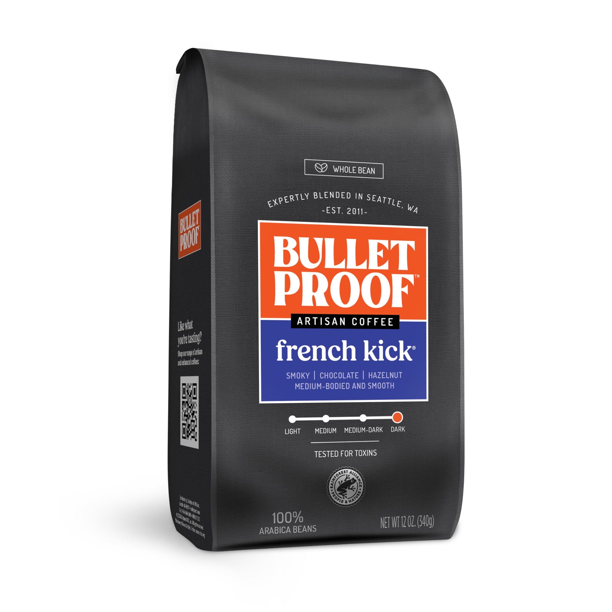 Bulletproof Dark Roast Whole Bean Coffee, 100% Arabica, 12 Ounces, Model 9742028