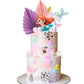 25 Pcs Mermaid Under The Sea Cake Toppers Kit With Little Resin 3D Mermaid Seaweed Palm Leaves Bubble Starfish Shell Mermaid Tai