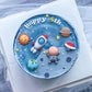 Gallarato Mini Size Blue Space Cake Decoration First Trip Around The Sun Cake Topper Two The Moon Cake Decoration Rocket Cake De