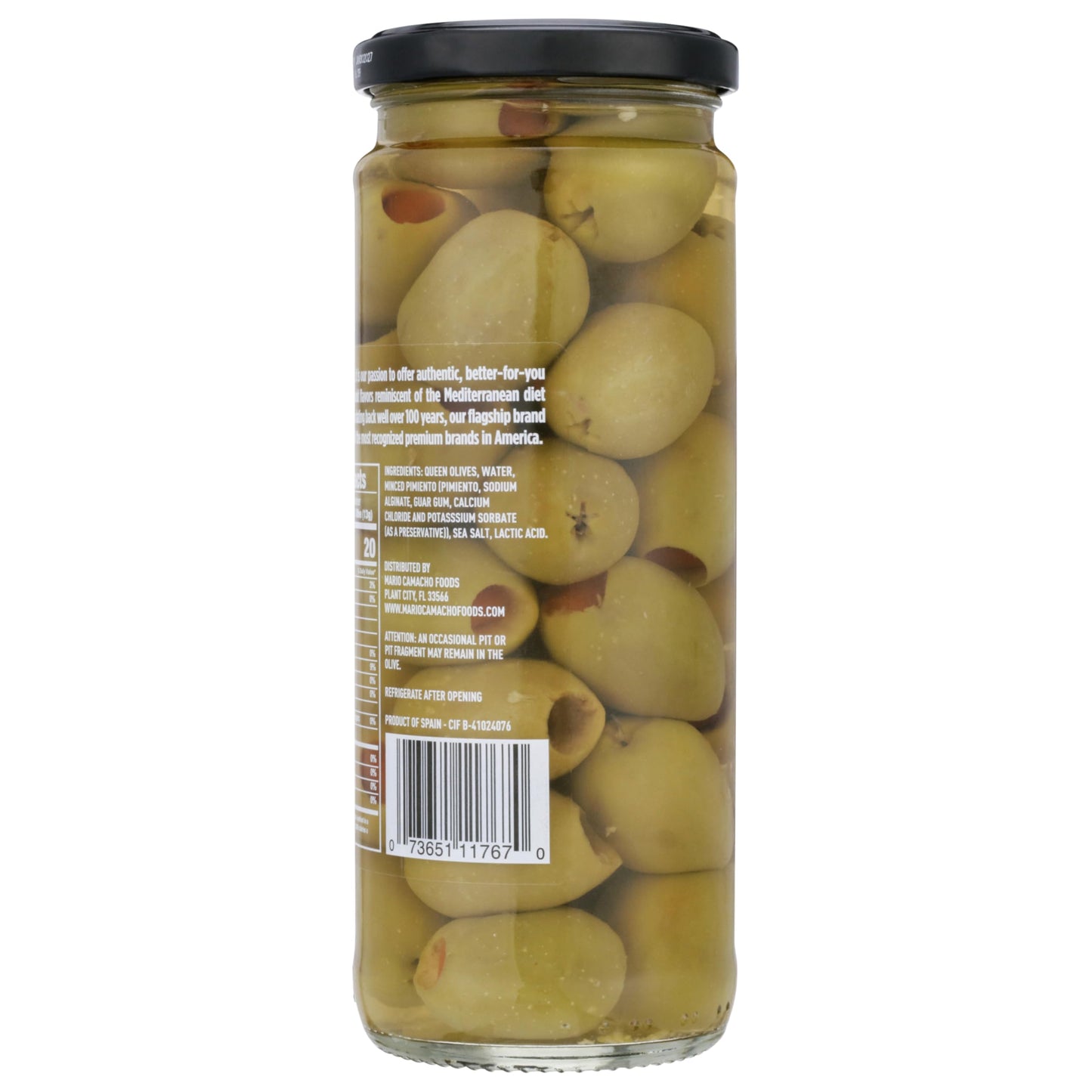 Mario Camacho Foods Pimento Stuffed Queen Party Olives, 10 Ounce