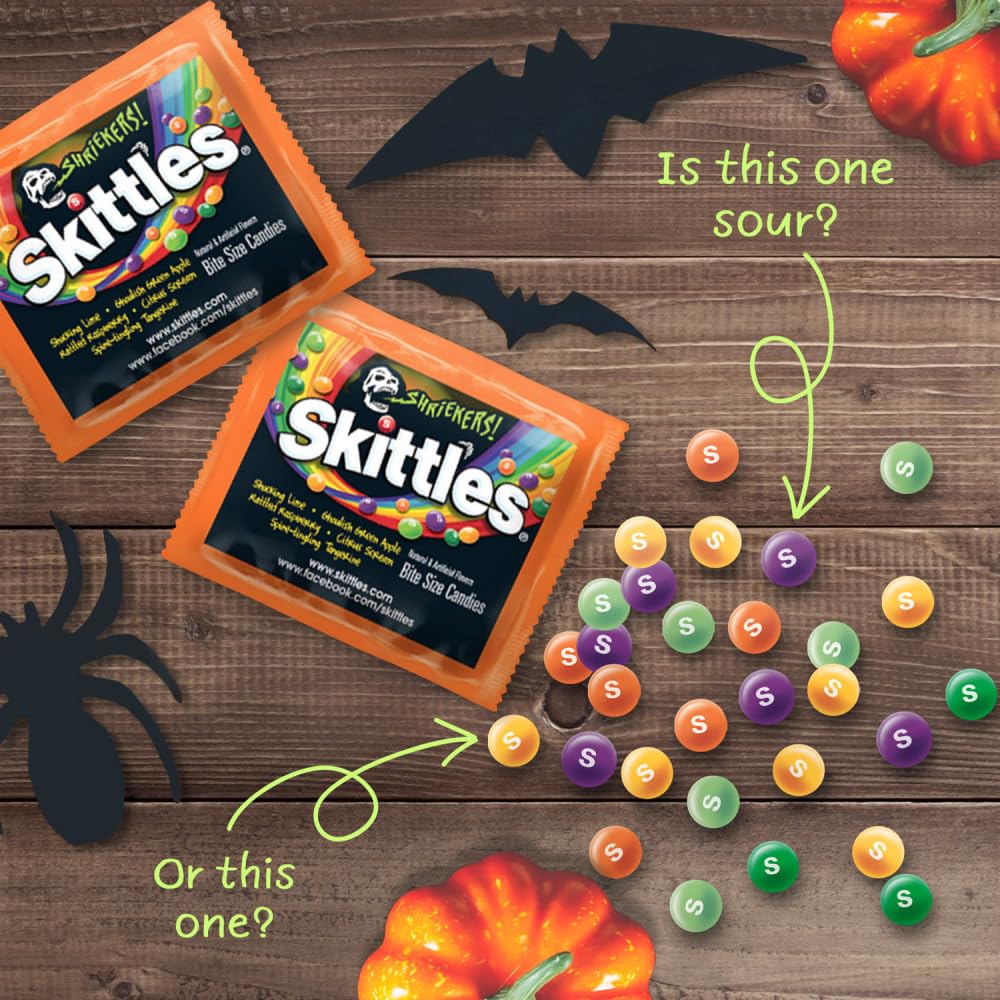 SKITTLES Shriekers Sour Fun Size Chewy Halloween Candy, 10.72oz