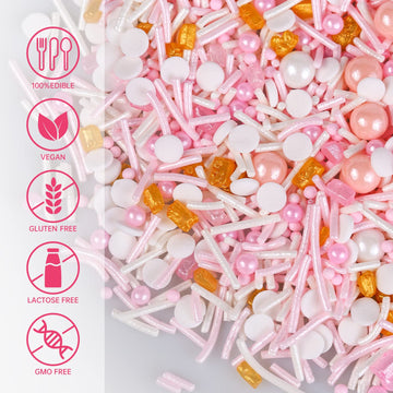 Sprinkles For Cake Decorating, 7 Ounce Rose Gold Edible Cake Decorations , Pink Sprinkles For Cupcake Toppers, Cookies, Chocolat
