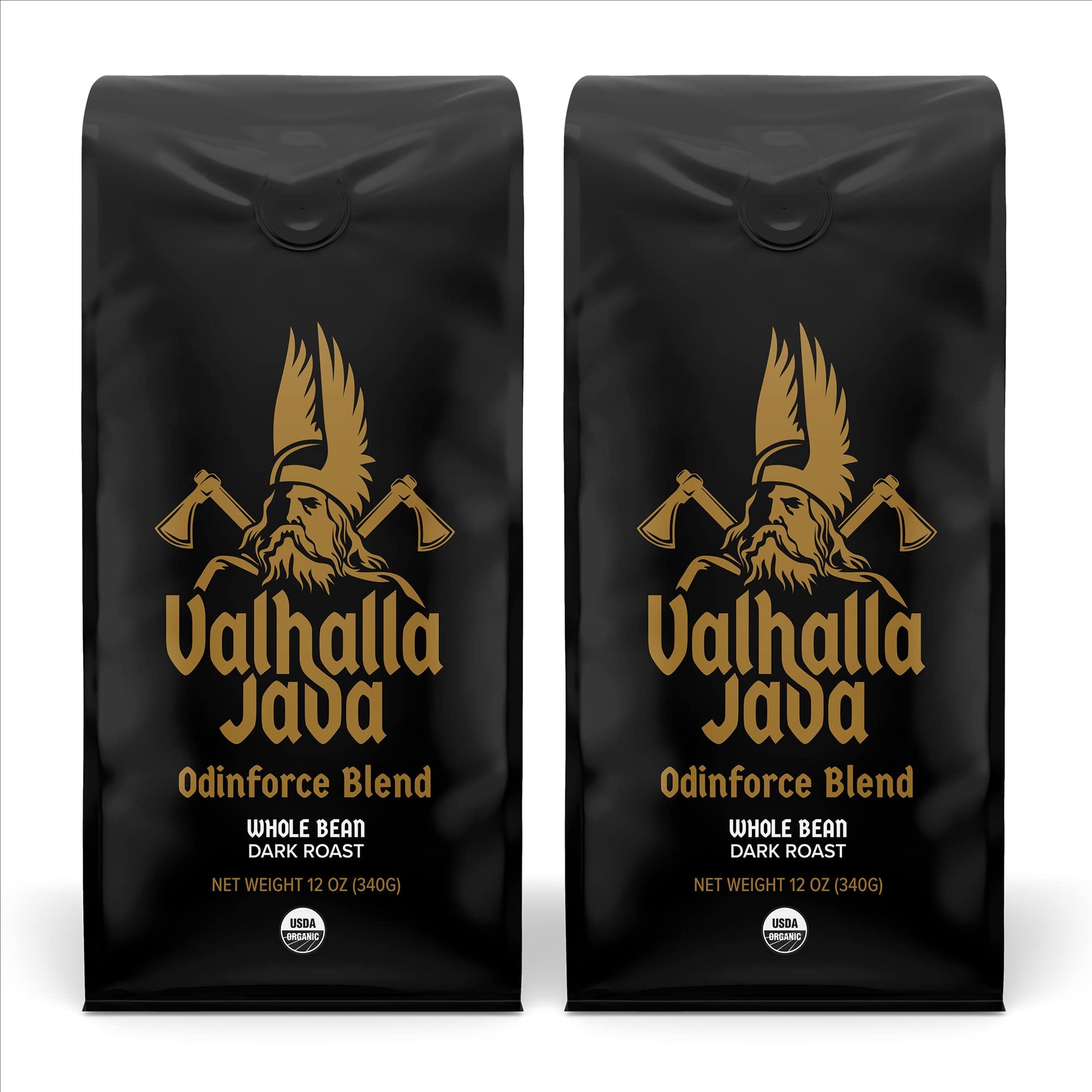 Death Wish Coffee Valhalla Java Blend - Dark Roast Whole Bean Coffee - 2 Bags (12oz) - Arabica & Robusta
