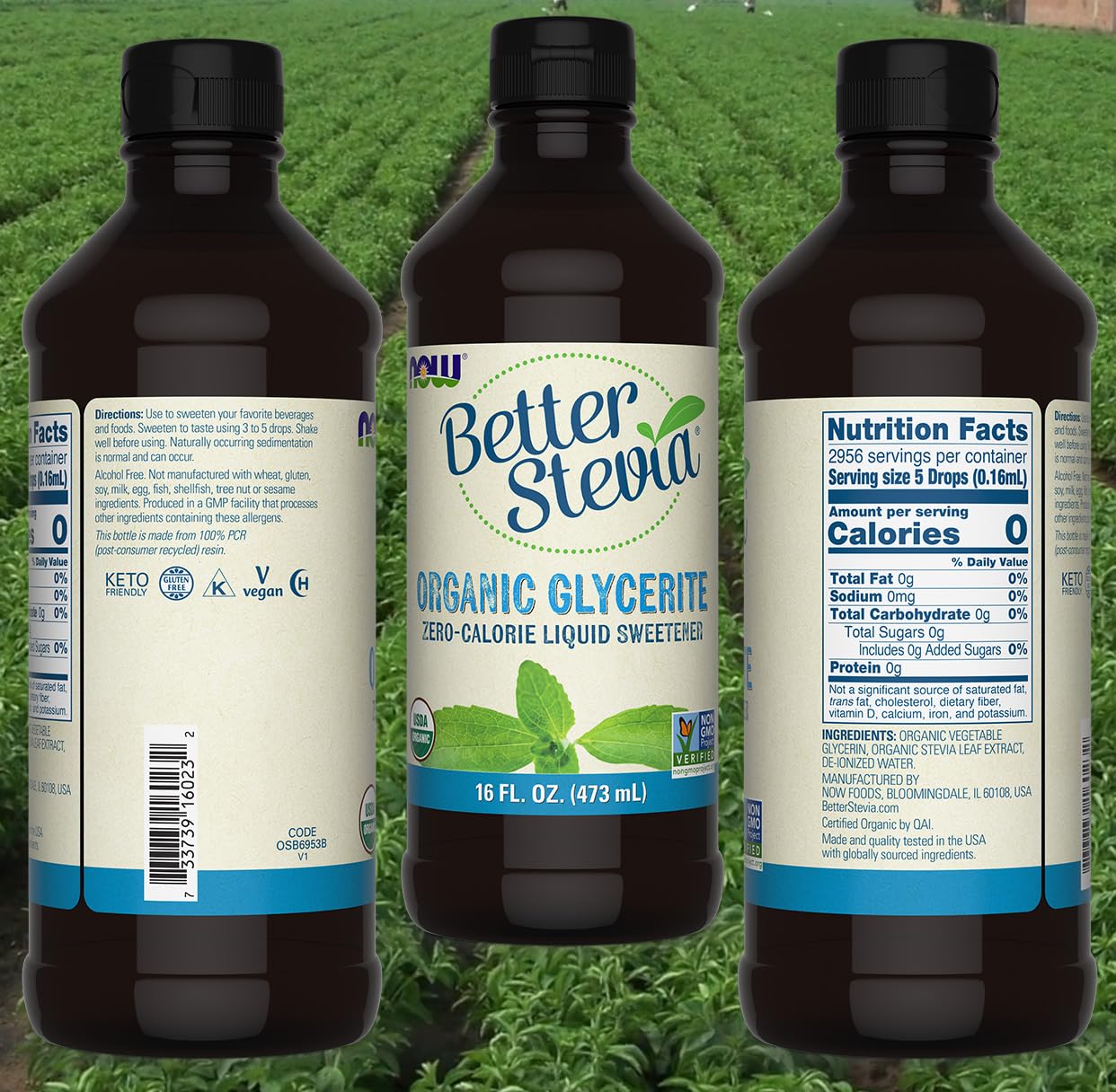 Now Betterstevia 16 Oz - Organic Stevia - Zero-Calorie Liquid Sweetener - No   - Keto Friendly, No Erythritol
