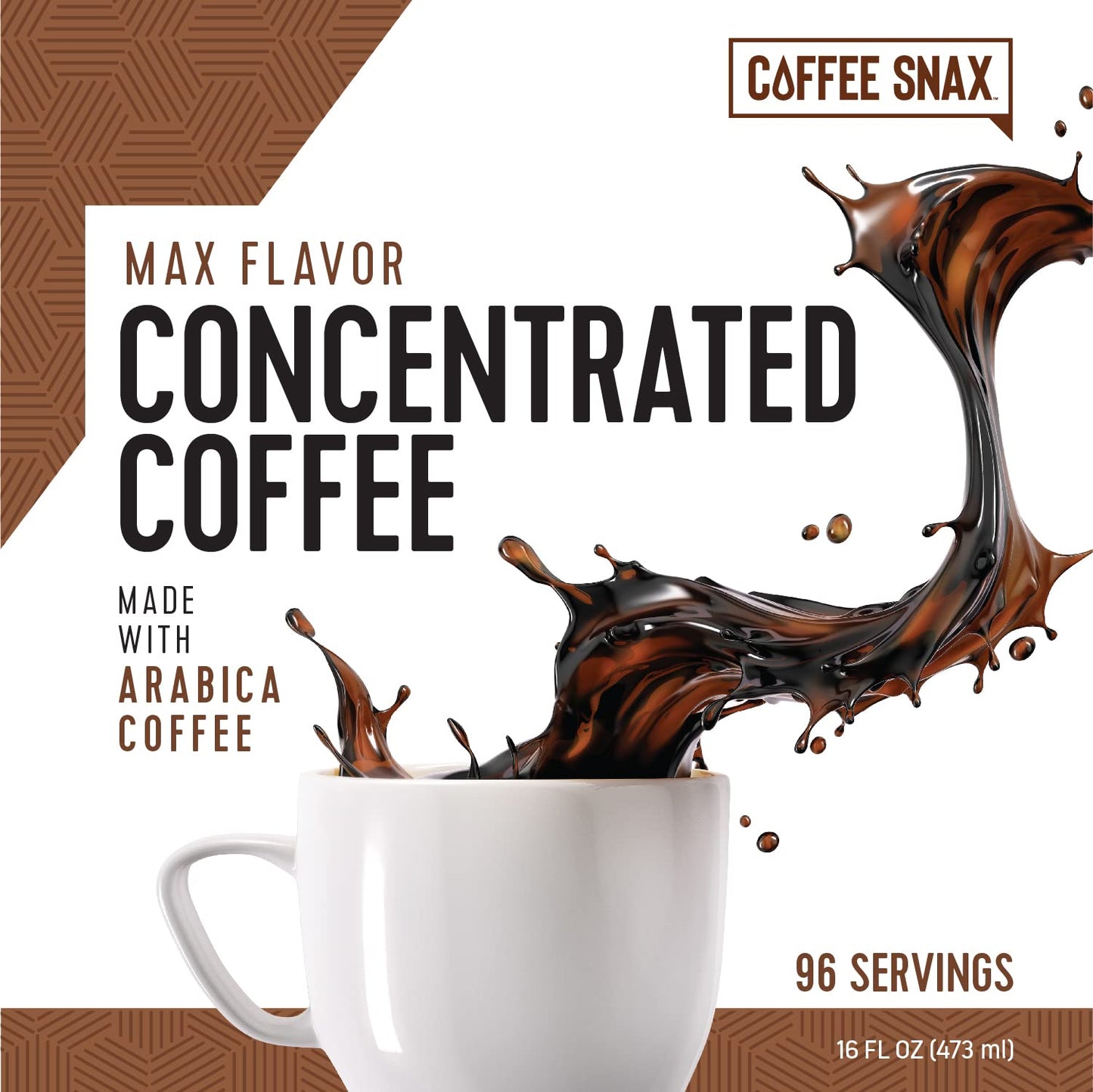 Coffee Snax Cold Brew Coffee Concentrate, Unsweetened Black Coffee Concentrate With No Added Sugar (Bulk 96 Servings Bottle)