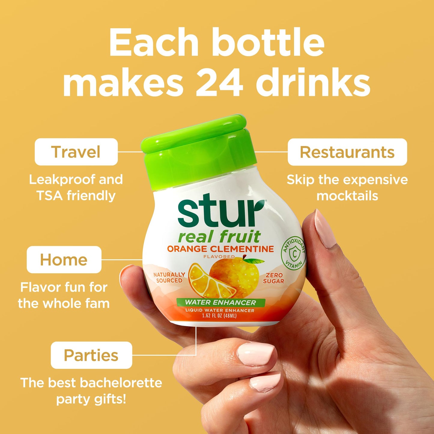 Stur Liquid Water Enhancer, Orange Clementine, Sugar Free, 1.62 Fl Oz (Pack of 5)
