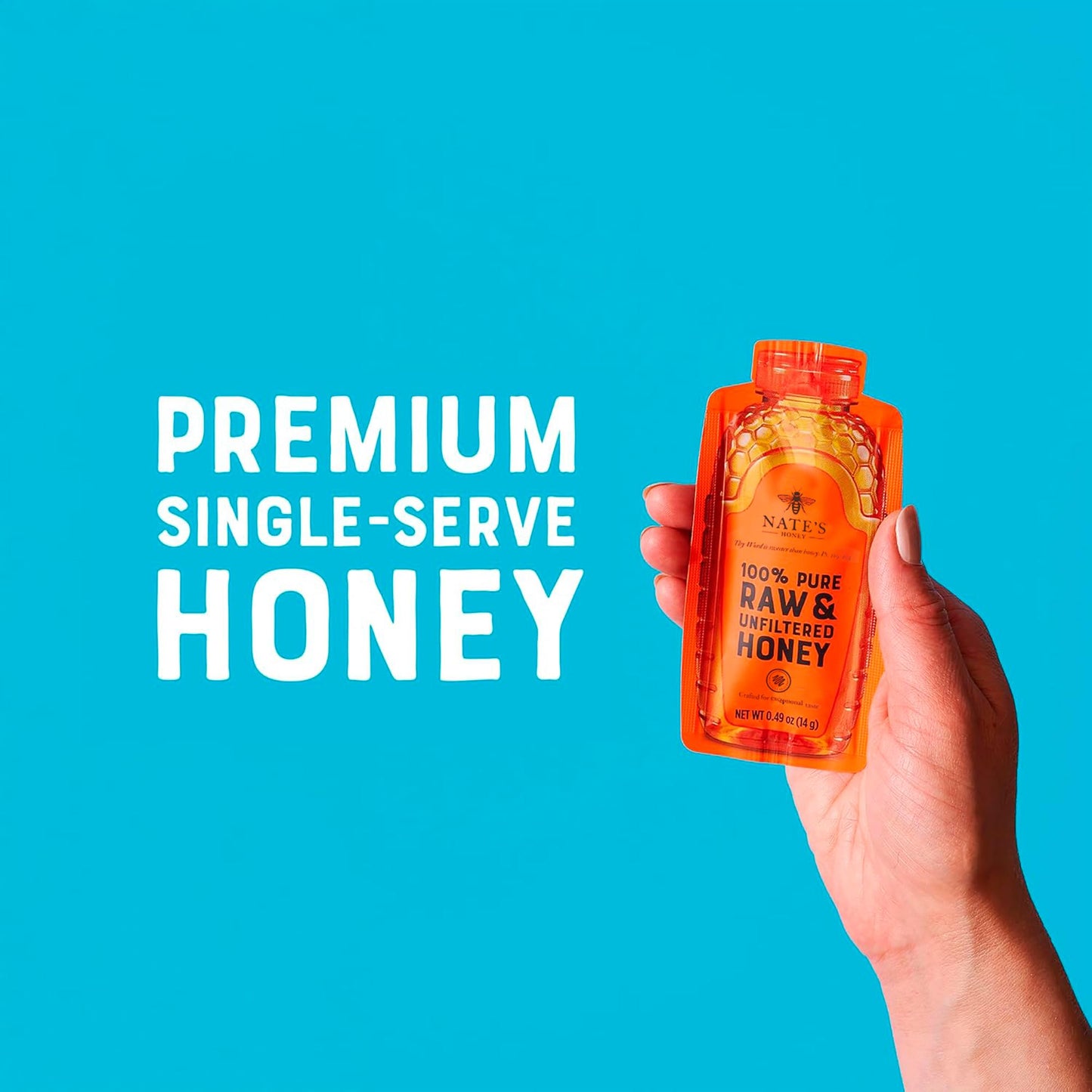 Nates Bulk 400ct Honey Minis - Single-Serve 100% Pure  Raw & Unfiltered Honey - 0.49oz Packets  400ct box