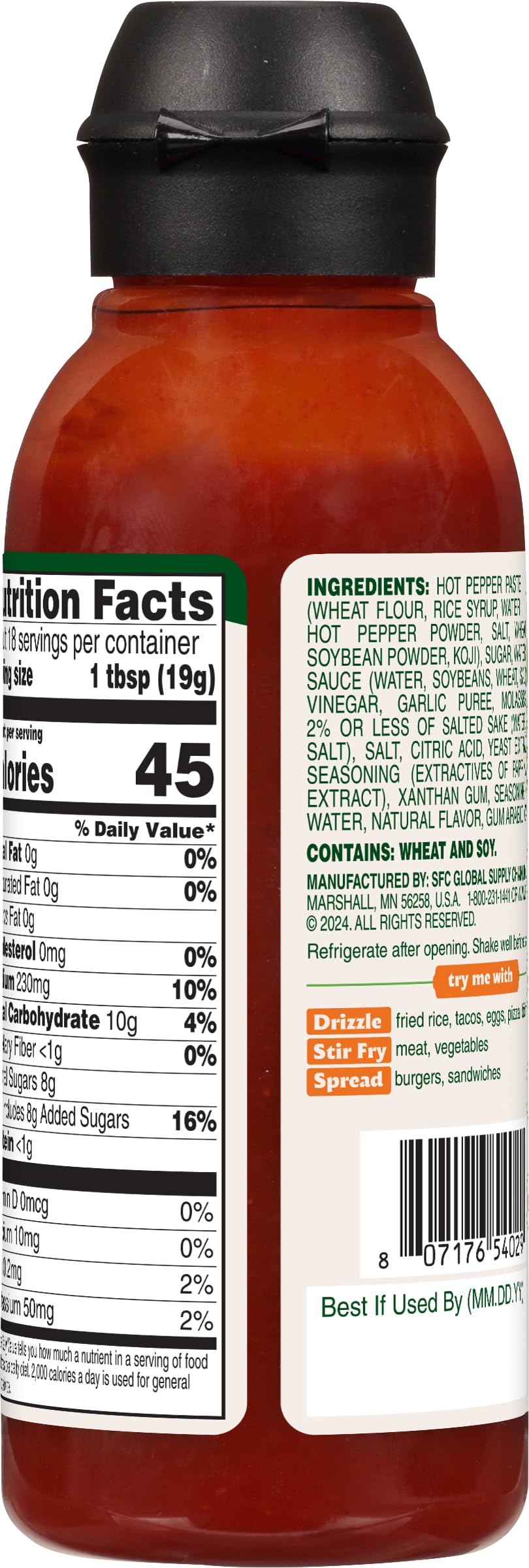 Bibigo Korean-Style Gochujang Sauce, Hot & Sweet, 12.16 Oz (Pack of 1)