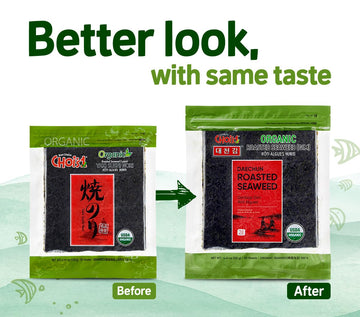 Choi'S 1 Organic Roasted Seaweed, Gim, Sushi Nori/ (50 Full Sheets)/ Product Of Korea/ Gold Grade- Vegan, Keto, Gluten Free, Ful