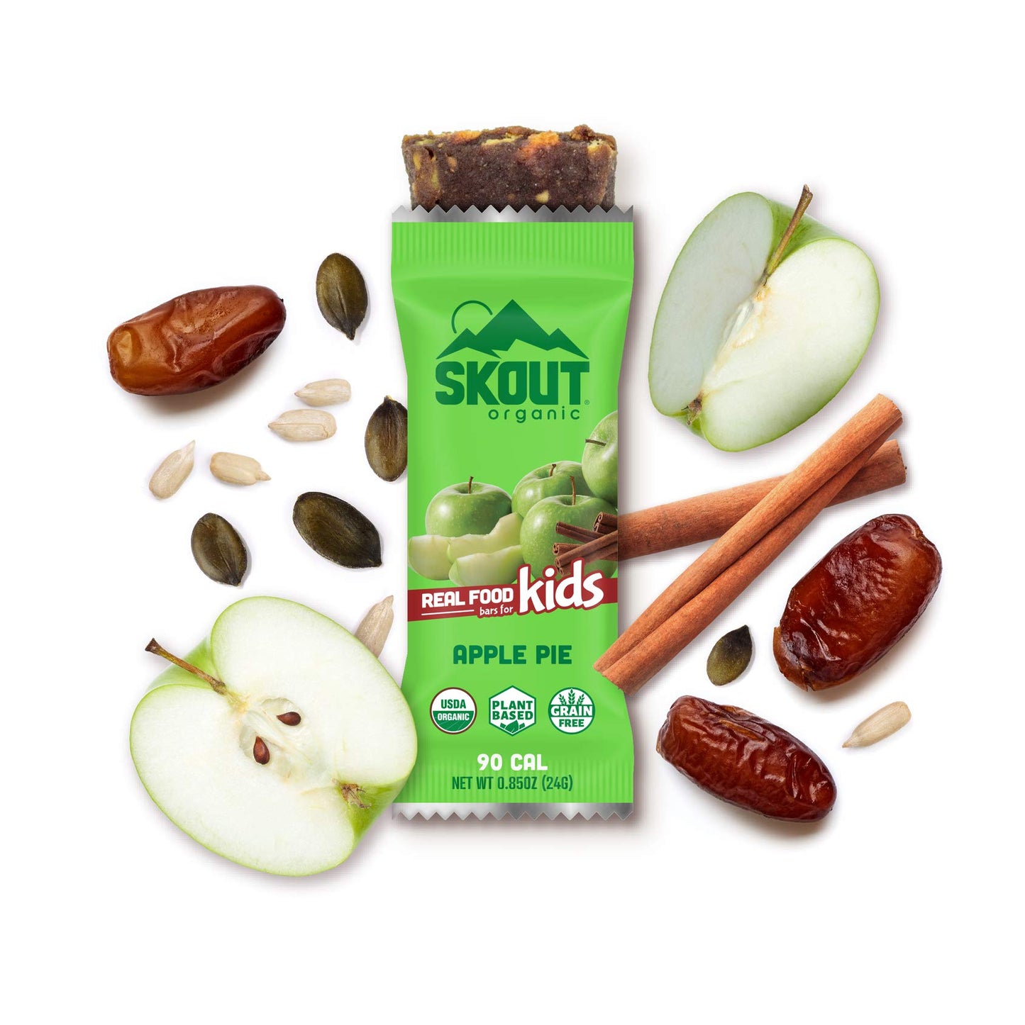 Skout Organic Apple Pie Real Food Bars For Kids (6 Pack)  Organic Snacks For Kids  School Snacks & Lunch Snacks  No Refined Suga