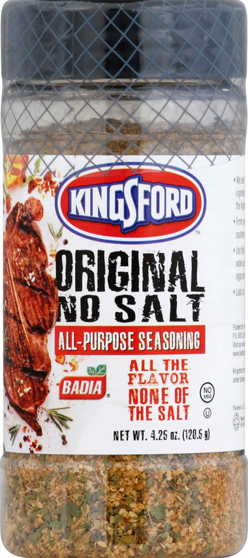 Kingsford Original No Salt All-Purpose Seasoning 4.25 oz - Bold, Savory Taste Flavor with Zero Sodium for Grilling & Roasting
