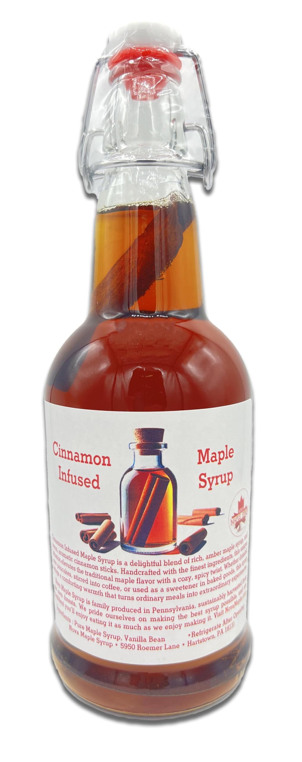 Nova Maple Syrup Cinnamon Infused Maple Syrup - 16 Fl Oz (Pint)