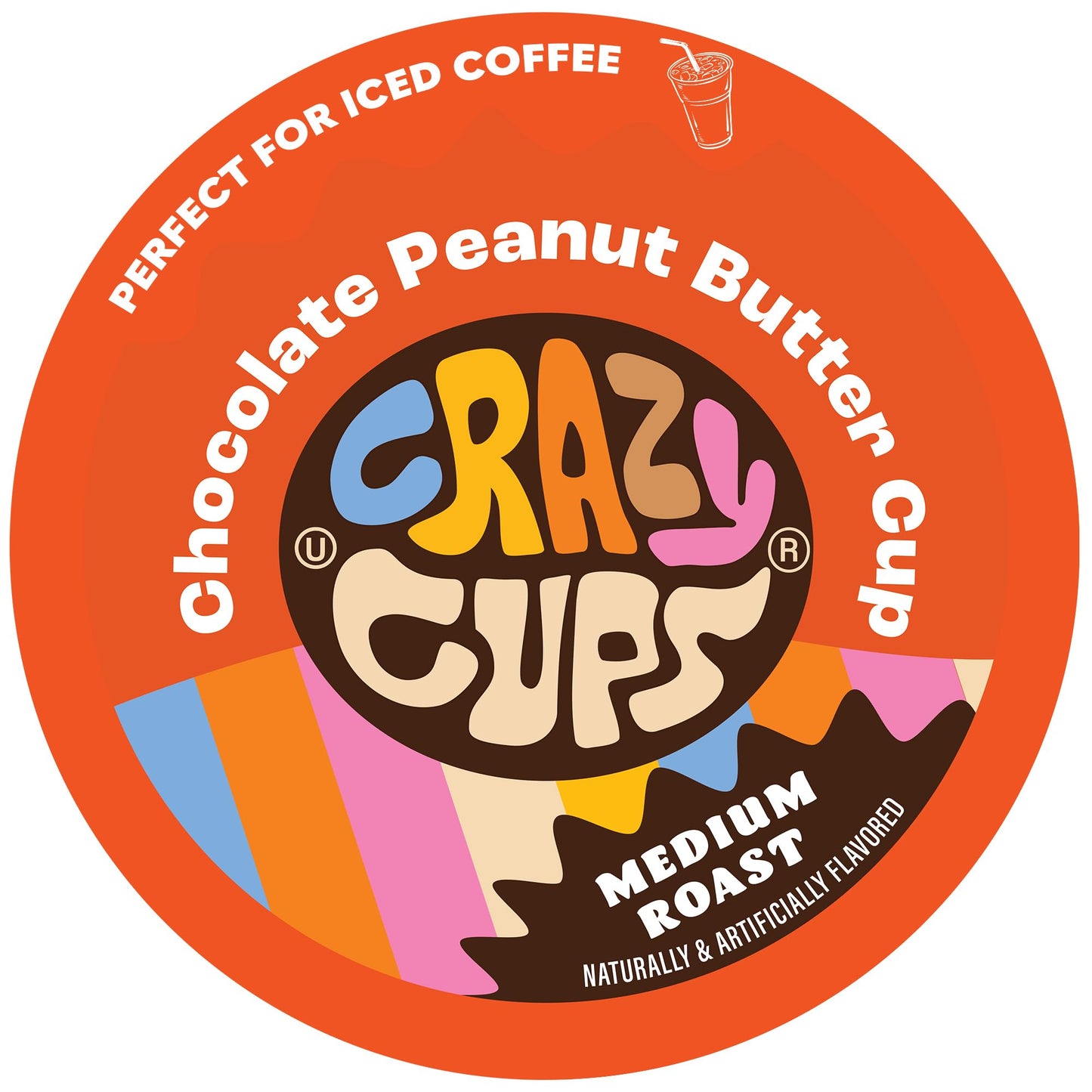 Crazy Cups Chocolate Peanut Butter Hot or Iced Coffee Pods, Medium Roast, 22 Count, Single Serve for Keurig K-Cups
